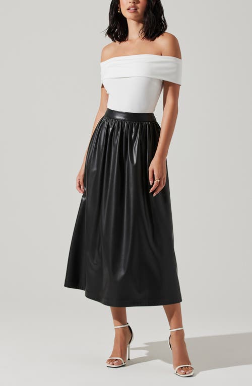Astr The Label Diandra High Waist Faux Leather Midi Skirt In Black
