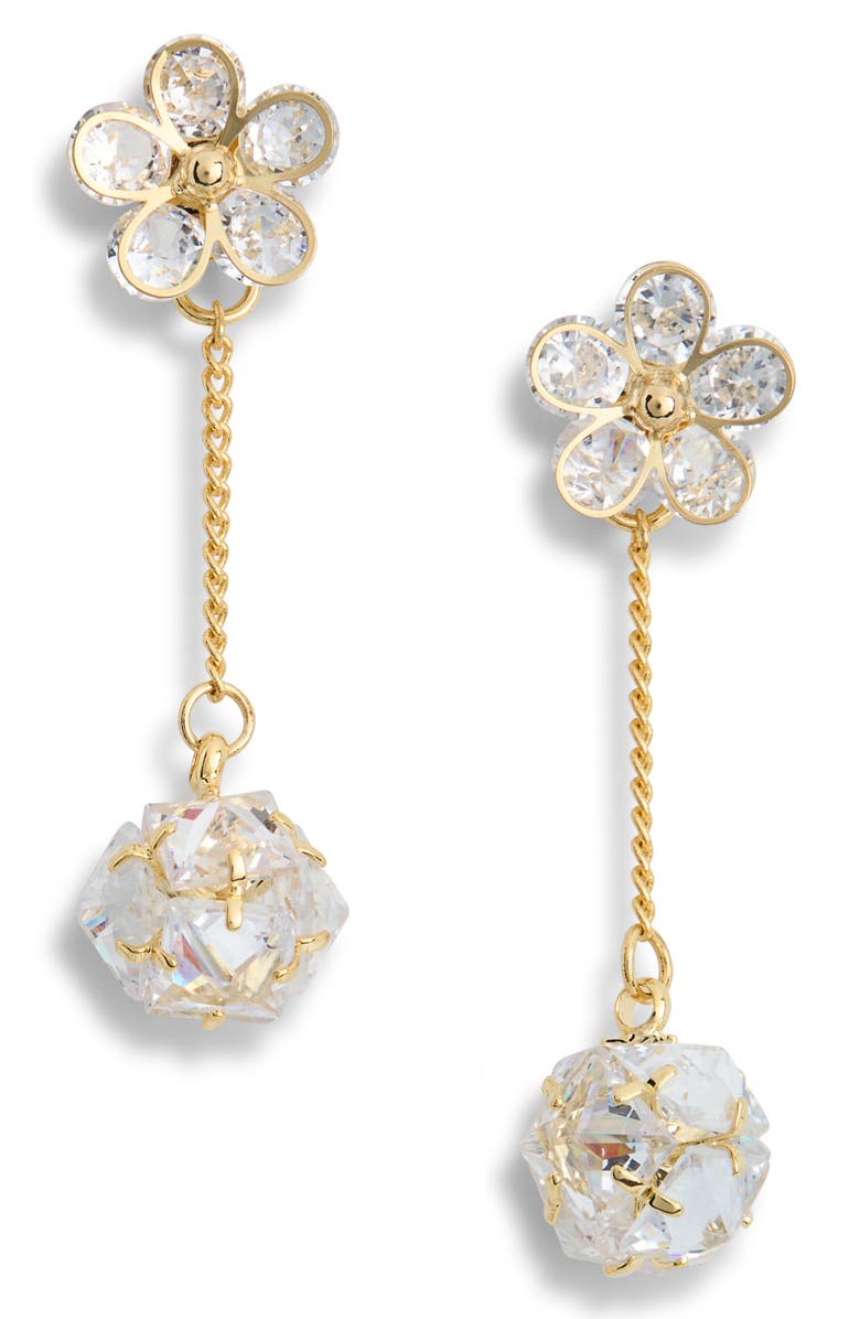EYE CANDY LOS ANGELES June Cubic Zirconia Flower Drop Earrings, Main, color, Gold