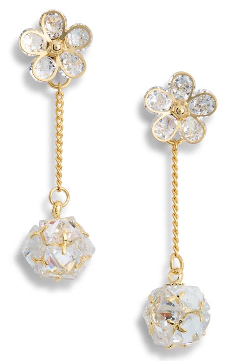 June Cubic Zirconia Flower Drop Earrings