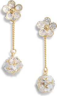 EYE CANDY LOS ANGELES June Cubic Zirconia Flower Drop Earrings