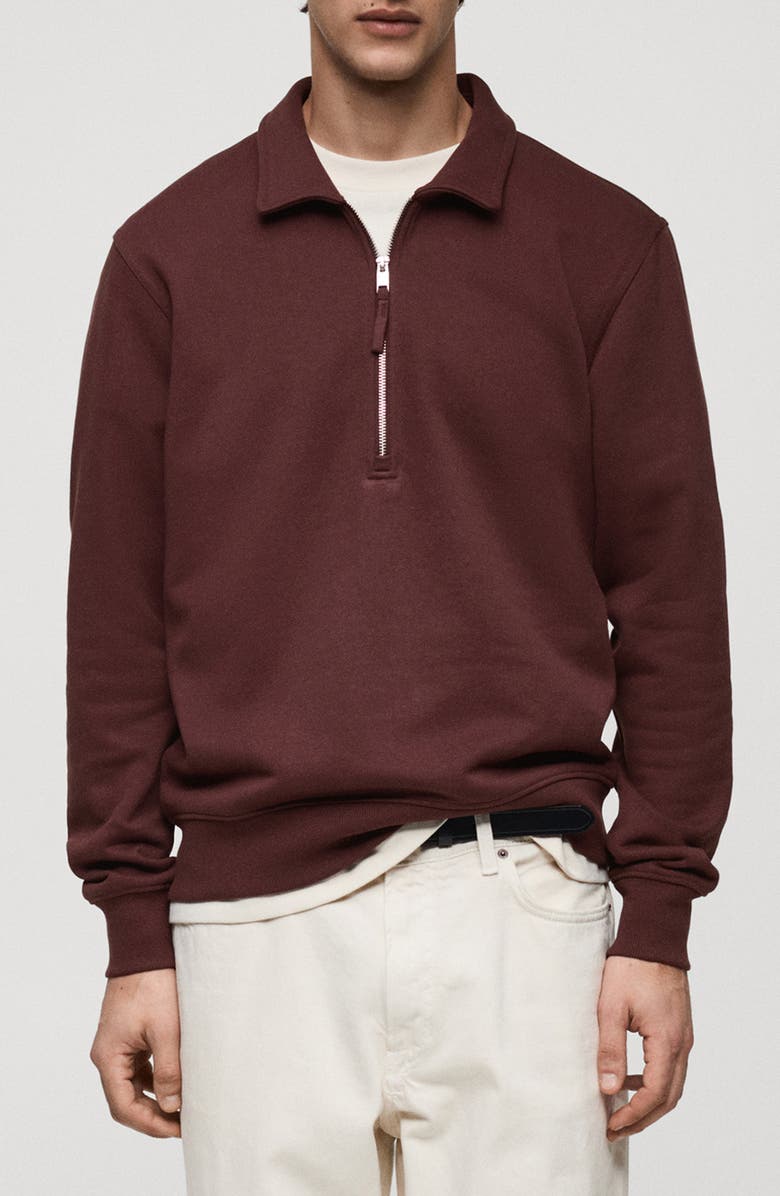 MANGO Regular Fit Half-Zip Polo Sweatshirt, Main, color, 