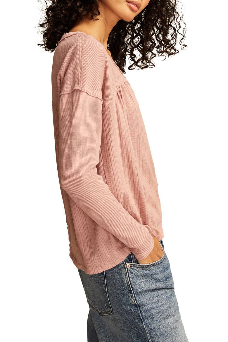 Cotton Blend Henley Top, Alternate, color, ASH ROSE