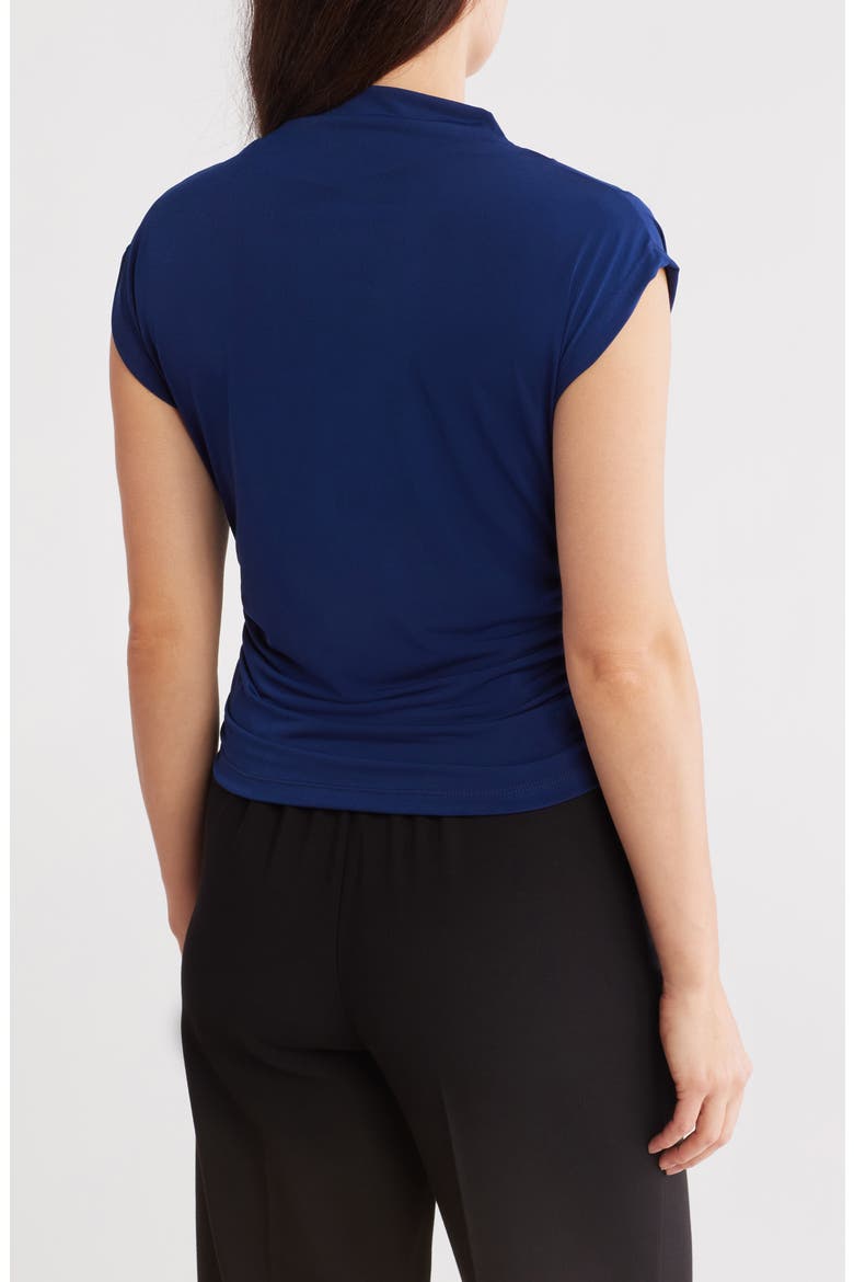 Cap Sleeve Ruched Crop Top, Alternate, color, NAVY