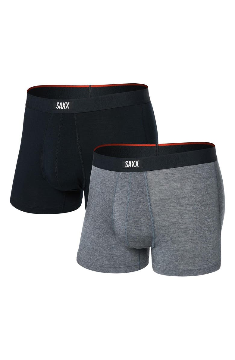 SAXX Assorted 2-Pack Vibe Xtra Soft Comfort Trunks, Alternate, color, Black/ Dark Grey Heather