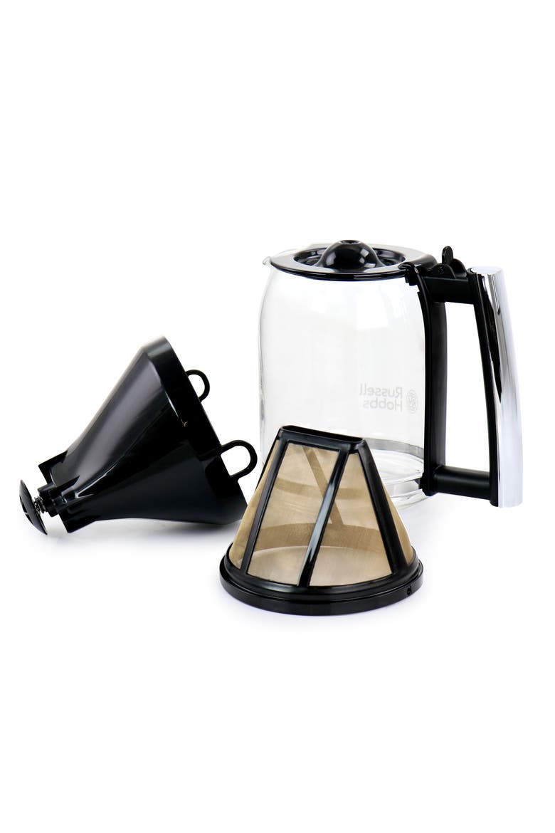Glass 8 Cup Coffeemaker in Black and Stainless Steel, Alternate, color, Silver