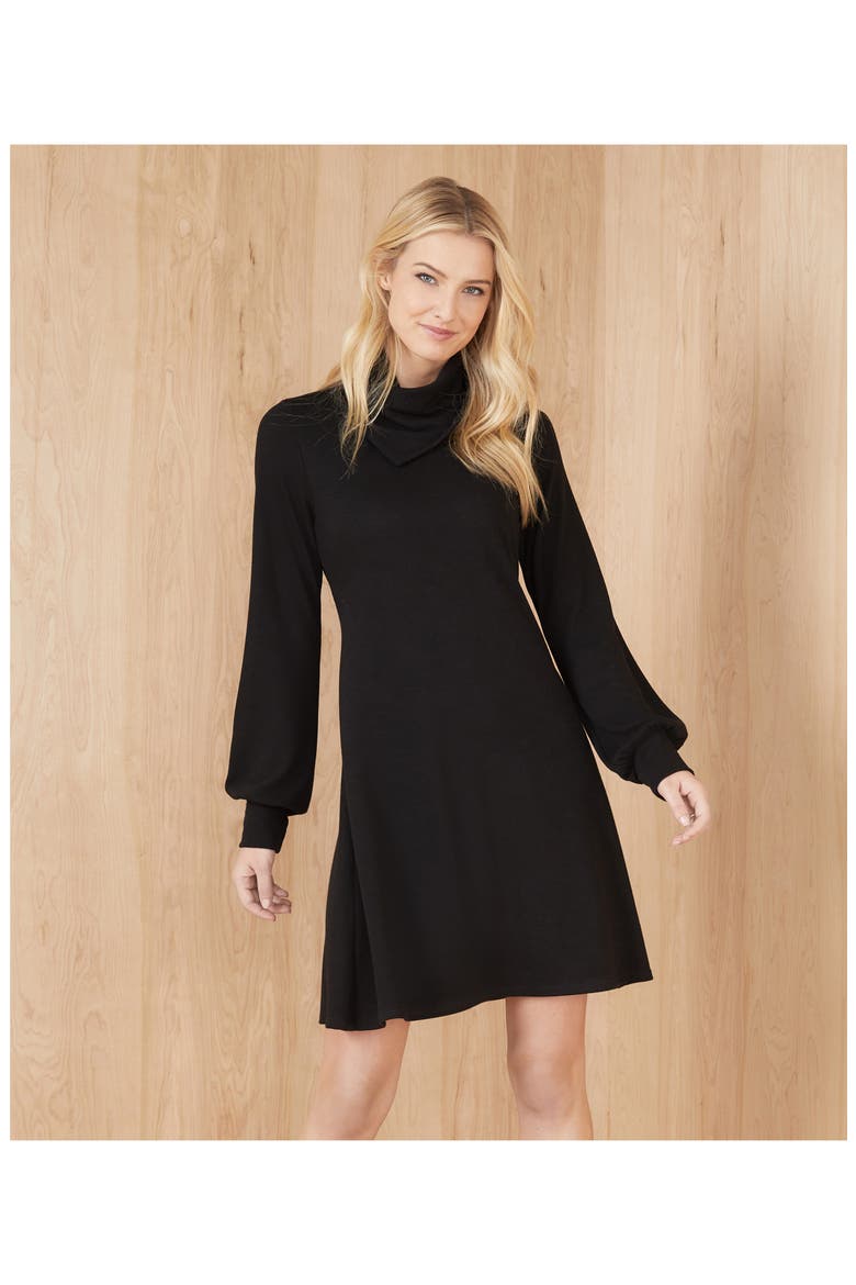 Drape Neck Sweater Dress, Alternate, color, BLACK