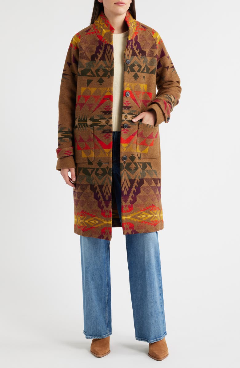 Pendleton Autumn Birch Archive Virgin Wool Blend Blanket Coat, Main, color, Autumn Birch Brown