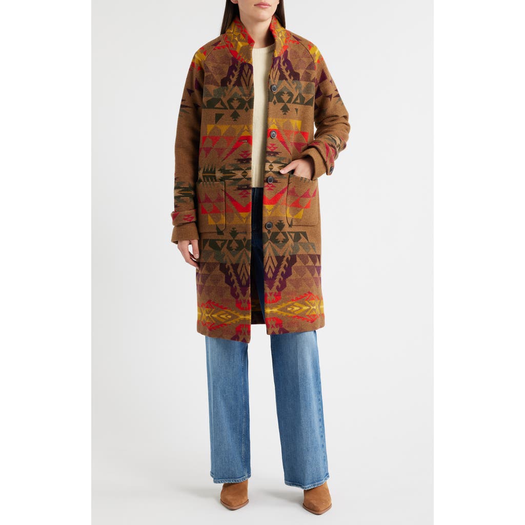 Pendleton Autumn Birch Archive Virgin Wool Blend Blanket Coat In Brown