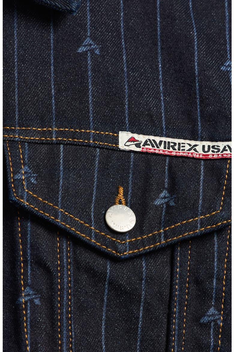 Logo Pinstripe Denim Trucker Jacket, Alternate, color, INDIGO STRIPE