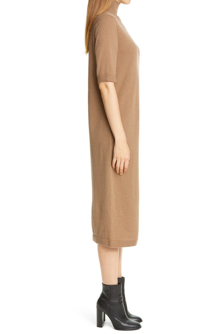Turtleneck Wool & Cashmere Midi Sweater Dress, Alternate, color, CAMMELLO MELANGE
