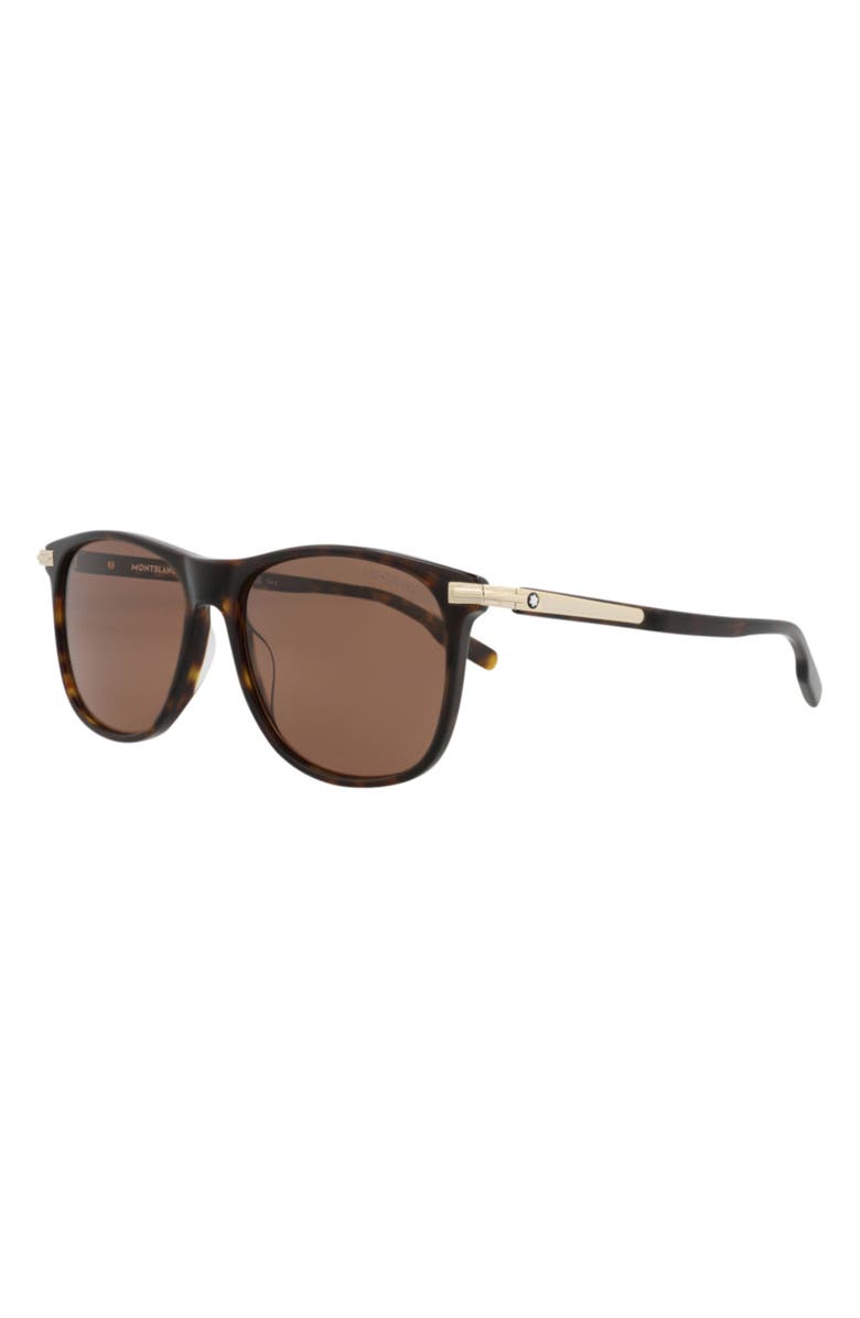 Montblanc 56mm Rectangular Sunglasses, Alternate, color, Havana Havana Brown