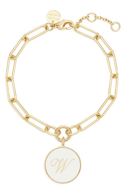 Callie Initial Enamel Pendant Bracelet