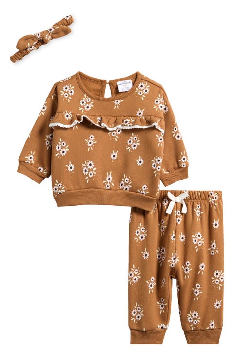 Floral Sweatshirt, Joggers & Headband Set (Baby)