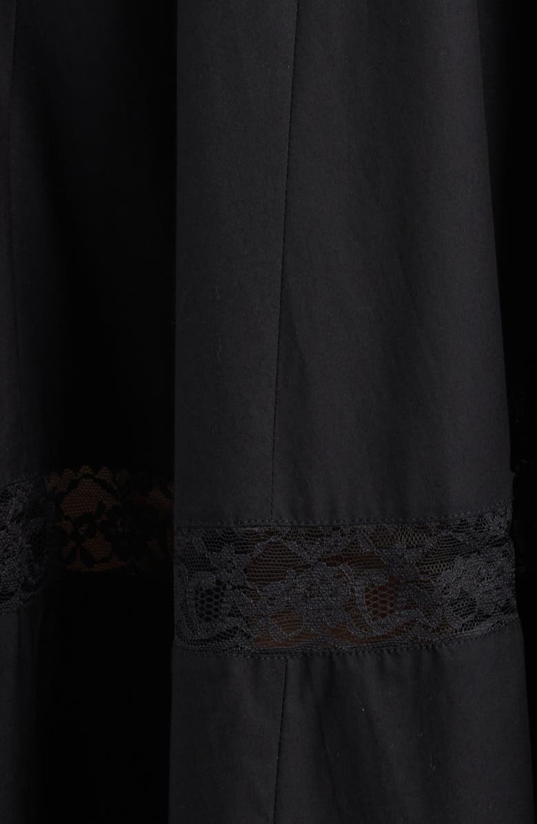 LoveShackFancy Catryn Lace Inset Cotton Slipdress, Alternate, color, Black