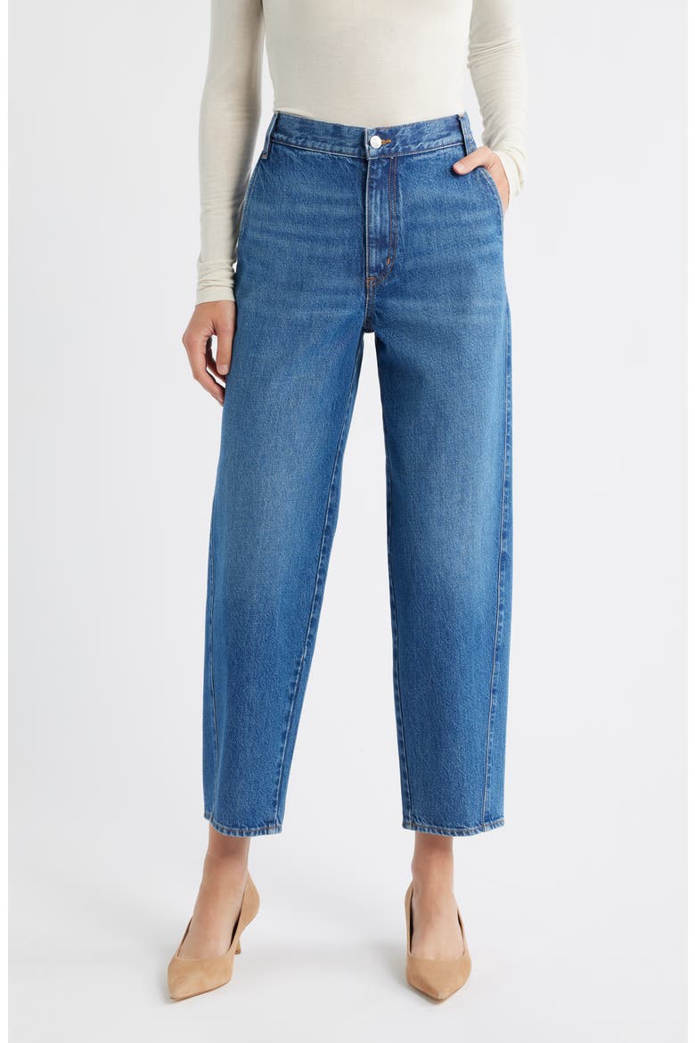 The Candle High Waist Barrel Jeans, Main, color, SWAN