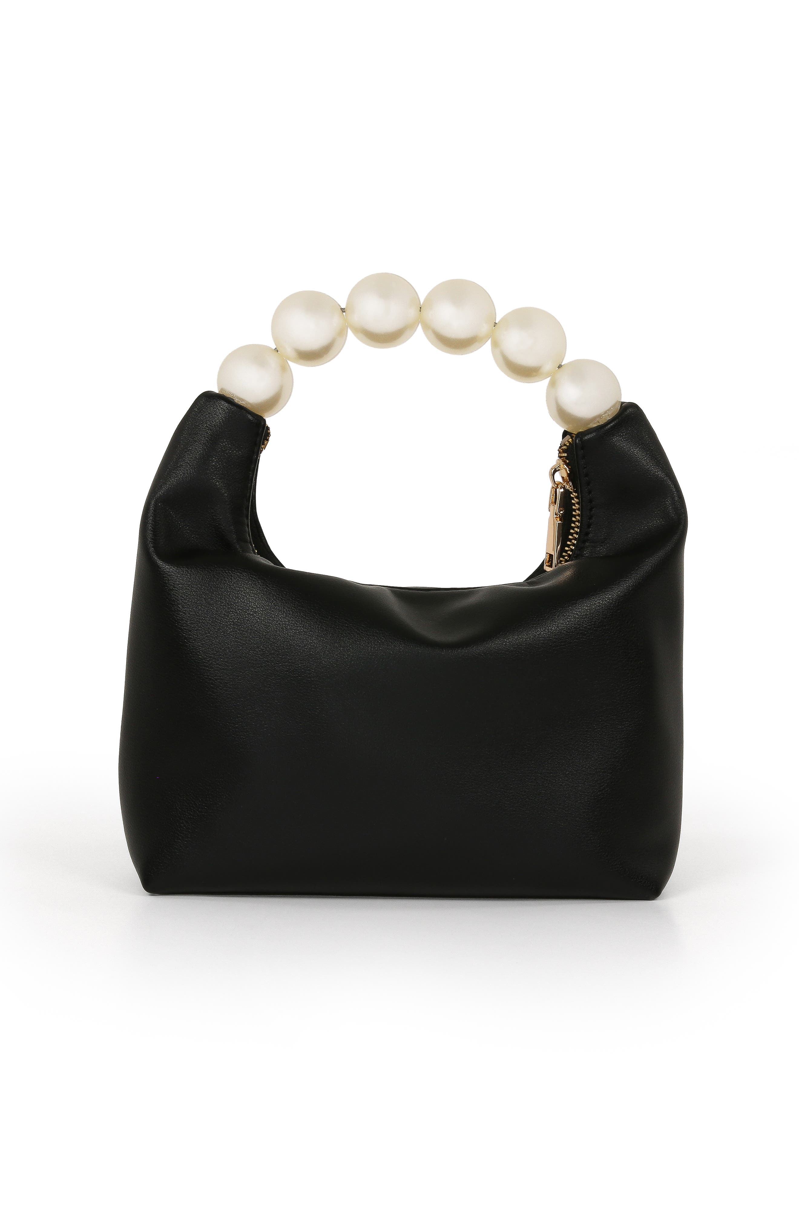 Jewel Badgley Mischka Calla Leather Zip Top w. Large Pearl Top Handle, Alternate, color, Black