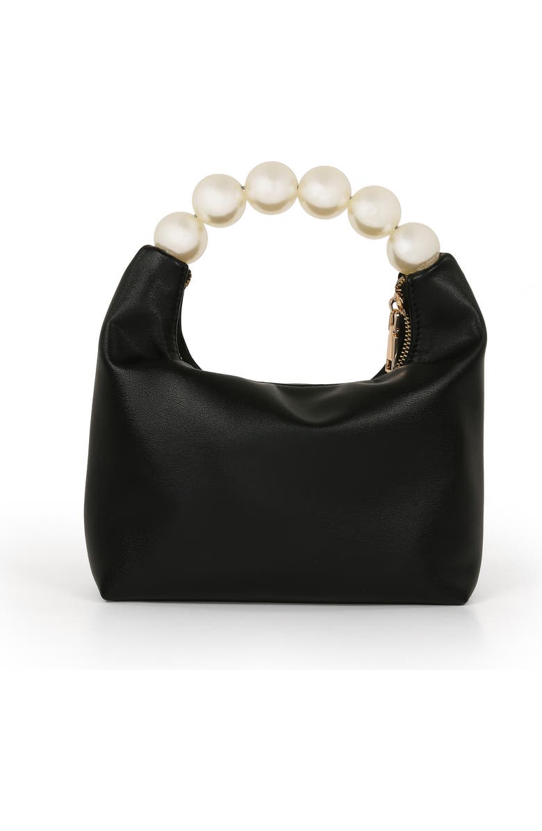 Jewel Badgley Mischka Calla Leather Zip Top w. Large Pearl Top Handle, Alternate, color, Black