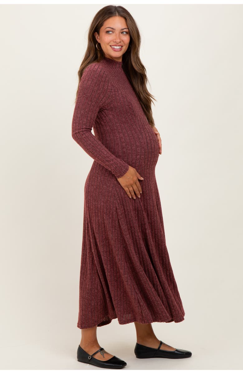 PinkBlush Ribbed Mock Neck Midi Dress, Main, color, Burgundy