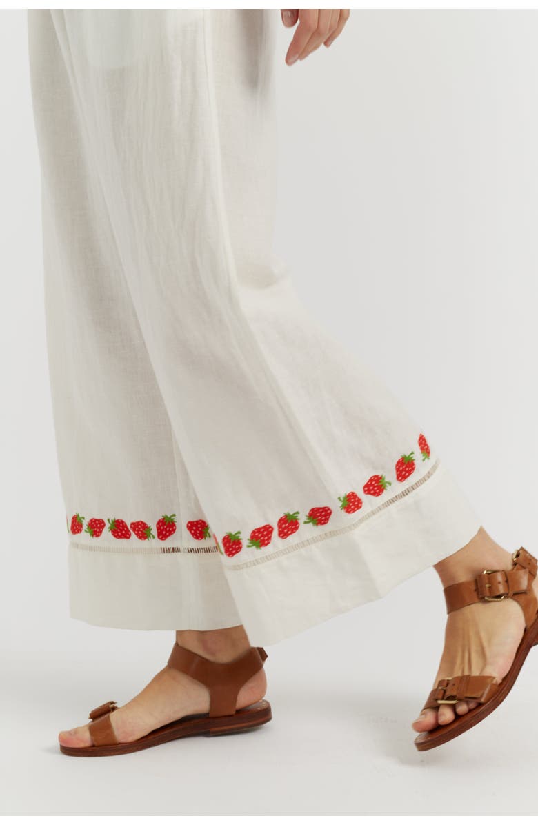 Chinti & Parker Linen-Blend Strawberry Trousers, Alternate, color, Cream