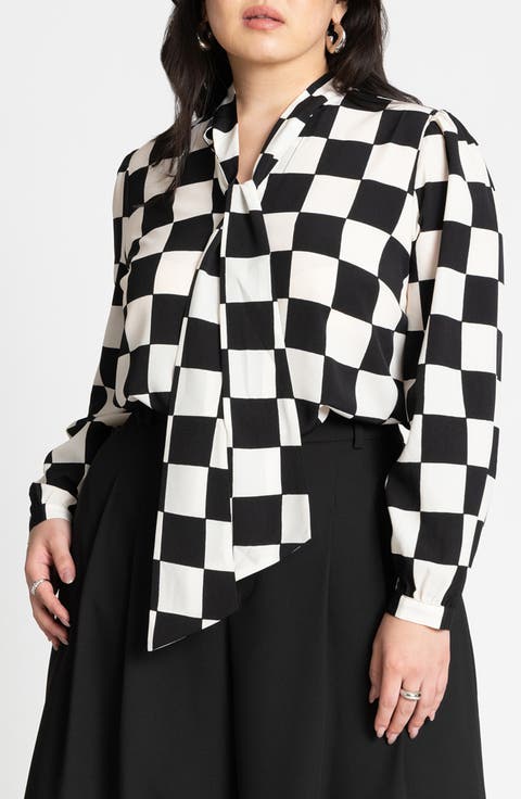 Printed Tie Neck Blouse