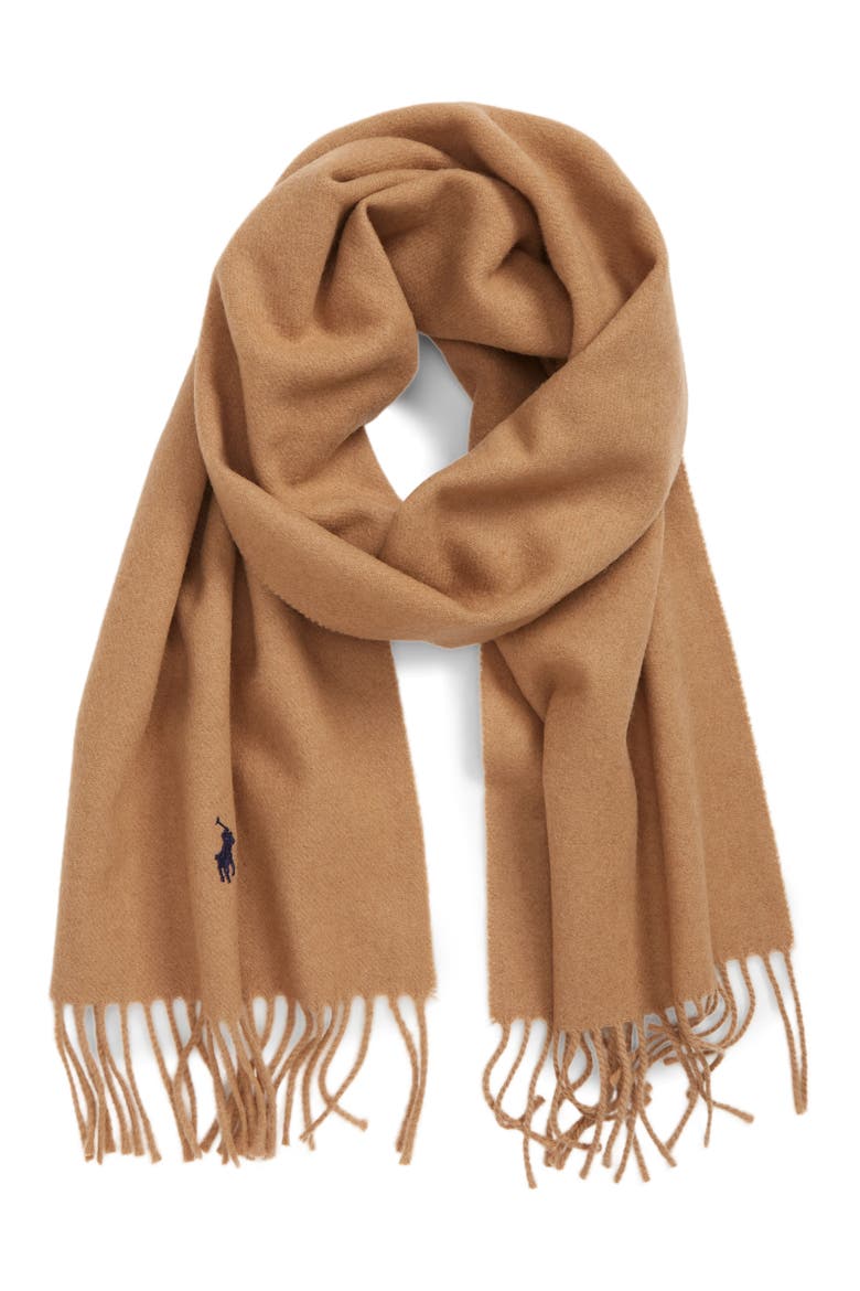 Wool Blend Muffler Scarf, Main, color, HONEY BROWN HTHR
