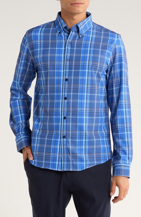 Plaid Tech Button-Up Shirt