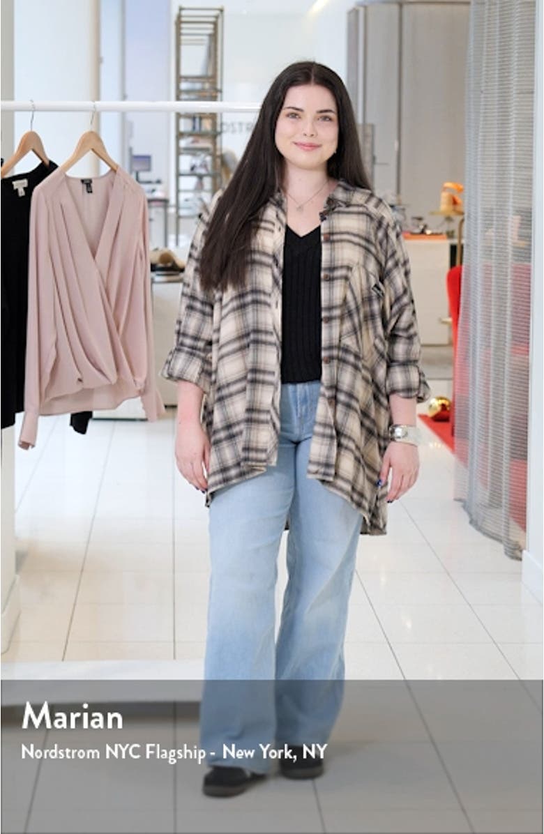 Brendon Plaid High-Low Hem Button-Up Shirt, sales video thumbnail
