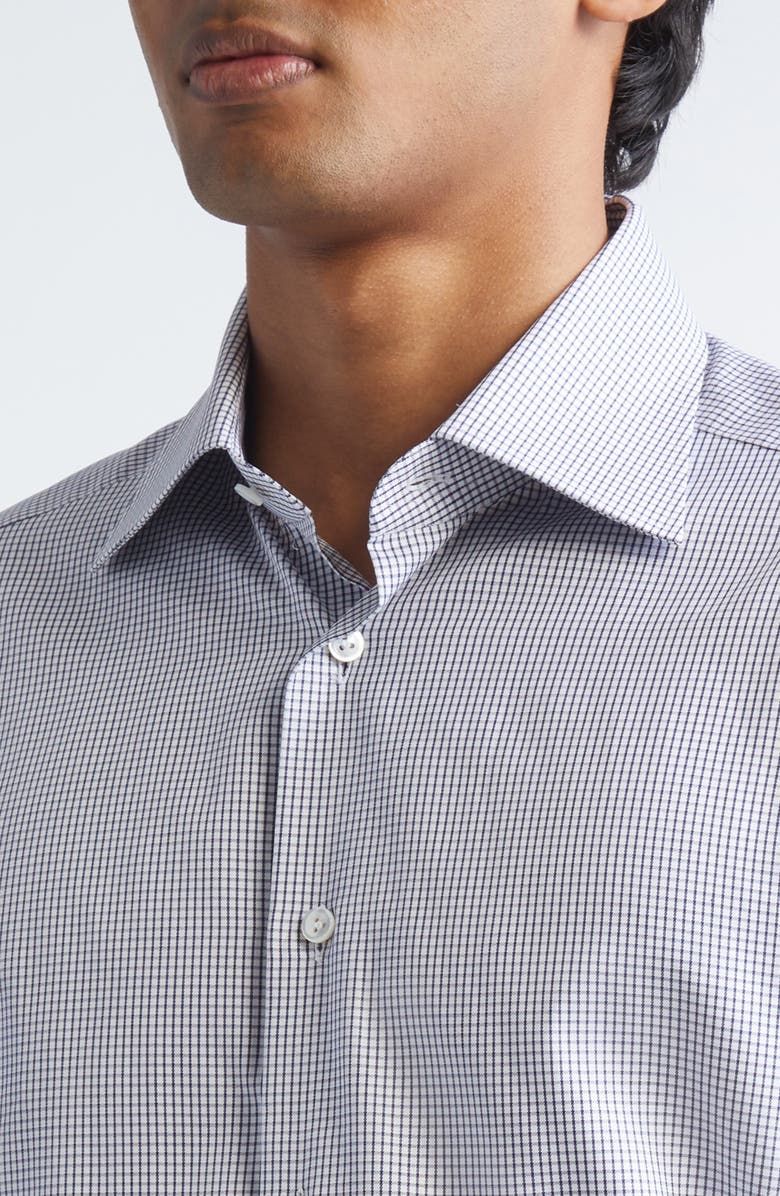 ZEGNA Centoventimila Minicheck Button-Up Shirt, Alternate, color, Navy Blue/ White