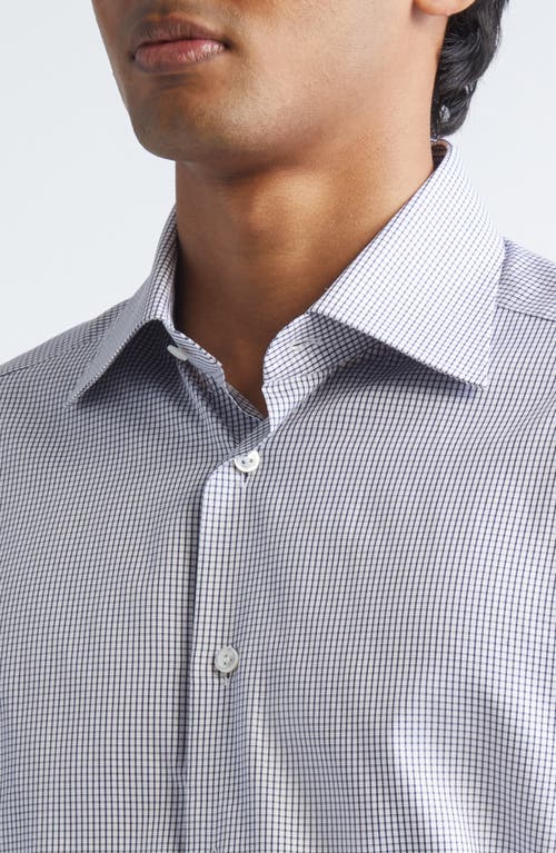 Zegna Centoventimila Minicheck Button-up Shirt In Blue