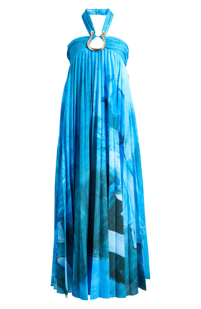 Acler Askham Print Gown, Alternate, color, Slate Symphony