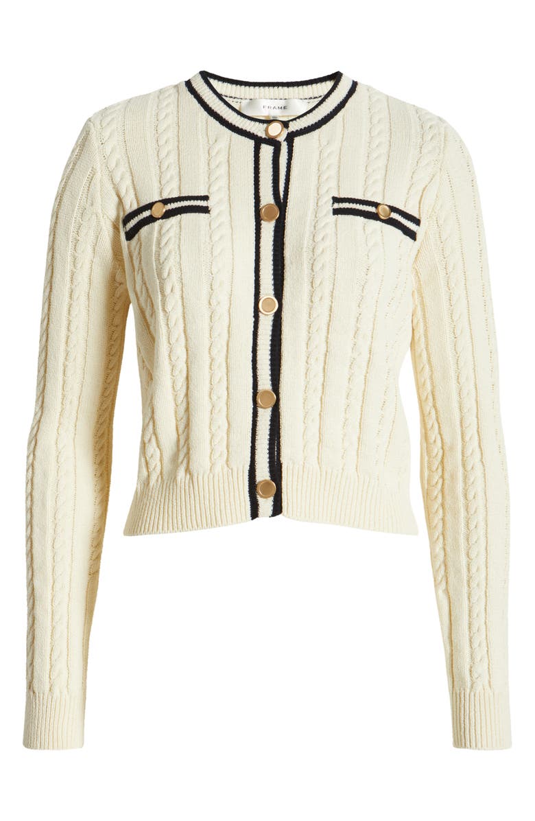 FRAME The Trimmed Cable Stitch Cardigan, Alternate, color, 