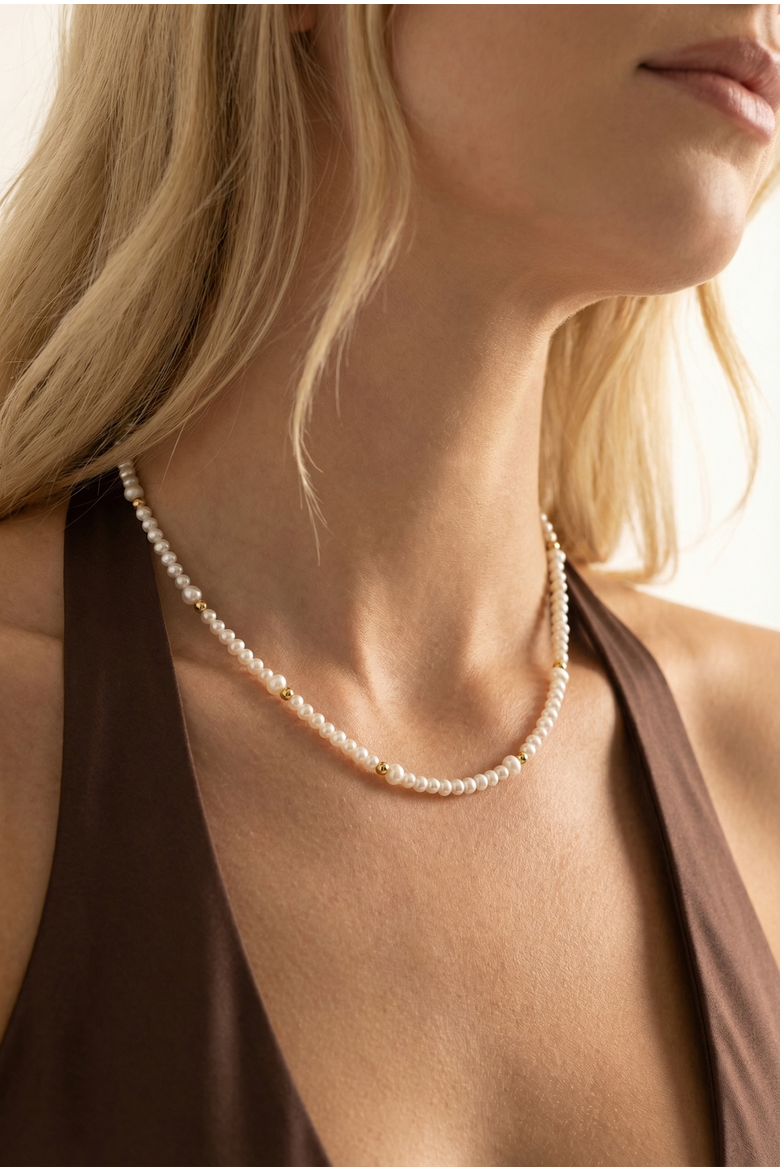 Emili Freshwater Pearl Necklace, Alternate, color, Gold