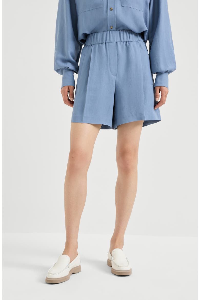 Fluid twill baggy shorts, Main, color, Azure