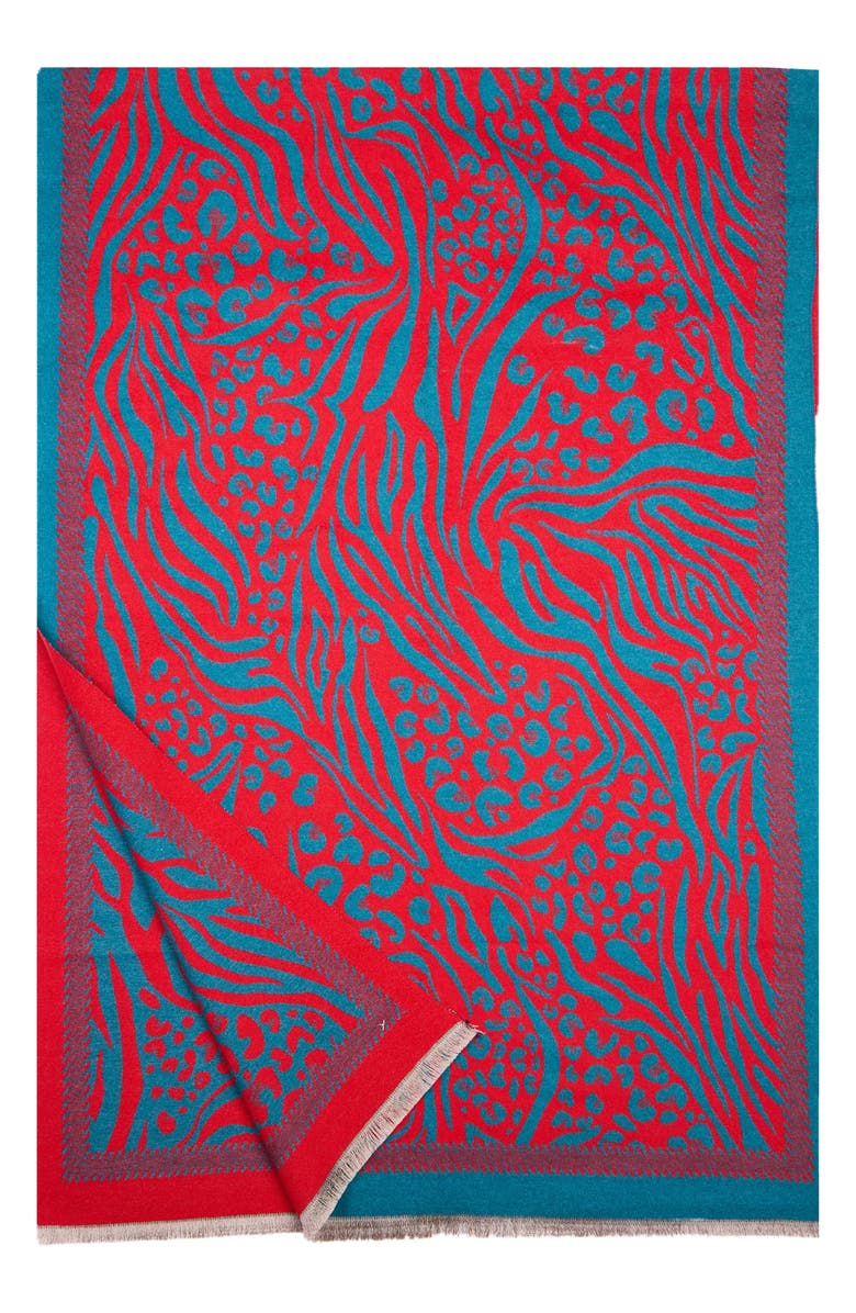 SAACHI Bold Mixed Animal Print Scarf, Alternate, color, Blue