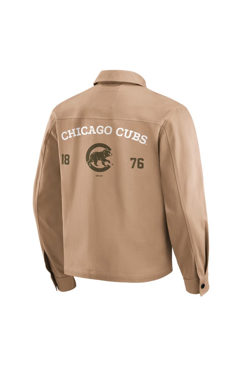 Darius Rucker Collection by Fanatics Men's Darius Rucker Collection by Fanatics  Tan Chicago Cubs Distressed Washed Full-Zip Jacket, Alternate, color, Tan