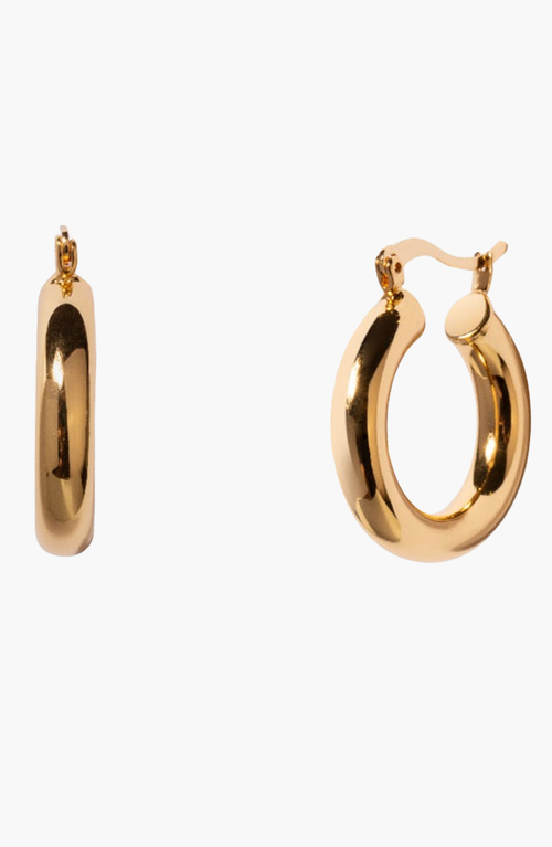 Little Sky Stone Chunky Bear Hoop Earrings In Gold