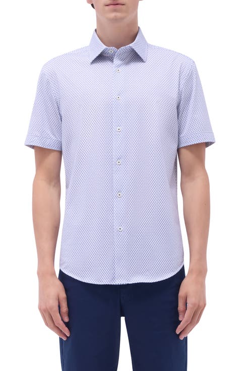 Miles OoohCotton® Bird Print Short Sleeve Button-Up Shirt