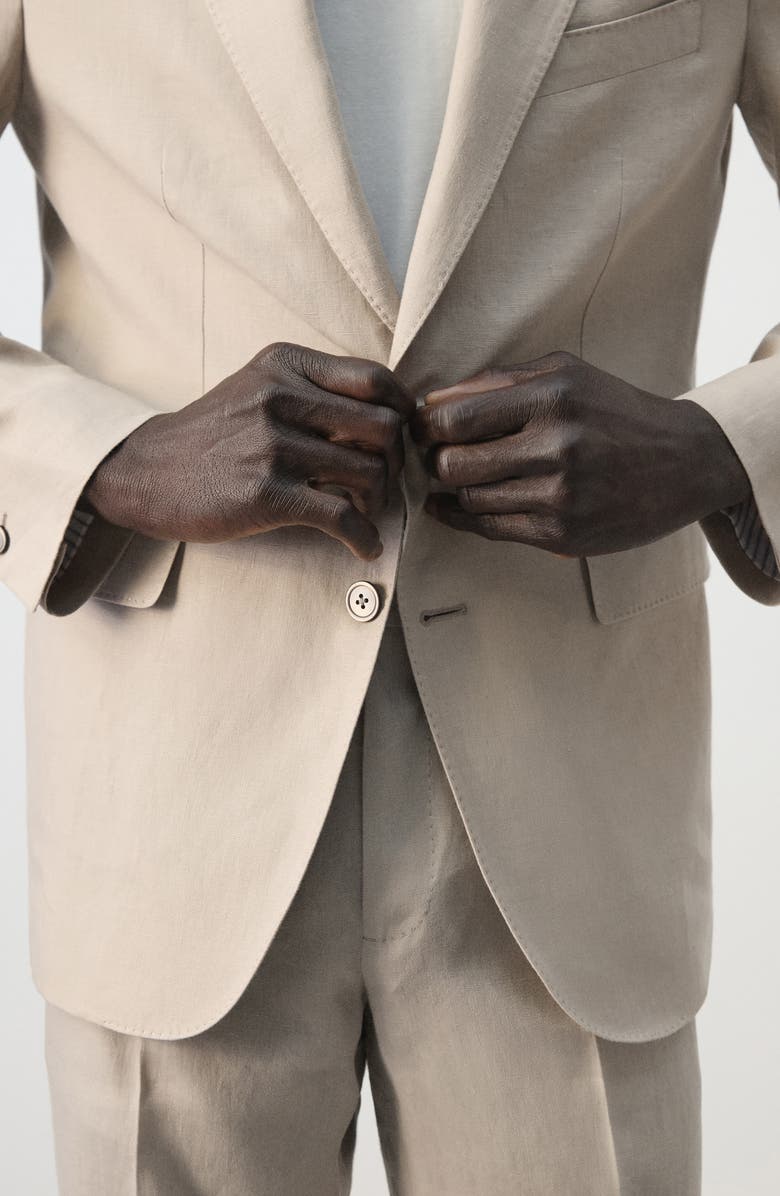 MANGO Amalfi Linen Slim Fit Blazer, Alternate, color, Beige