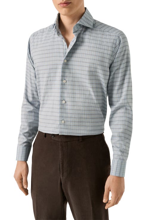 Slim Fit Check Flannel Dress Shirt