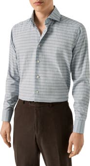 Eton Slim Fit Check Flannel Dress Shirt