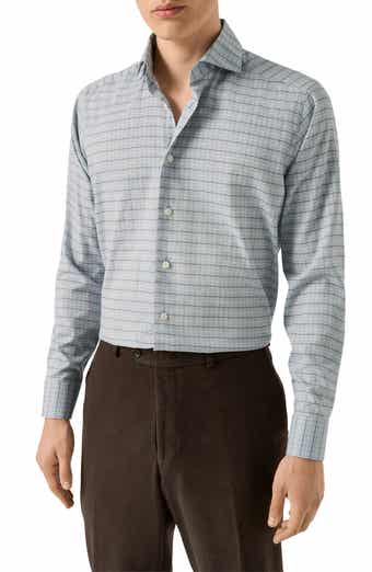 Eton Slim Fit Check Flannel Dress Shirt