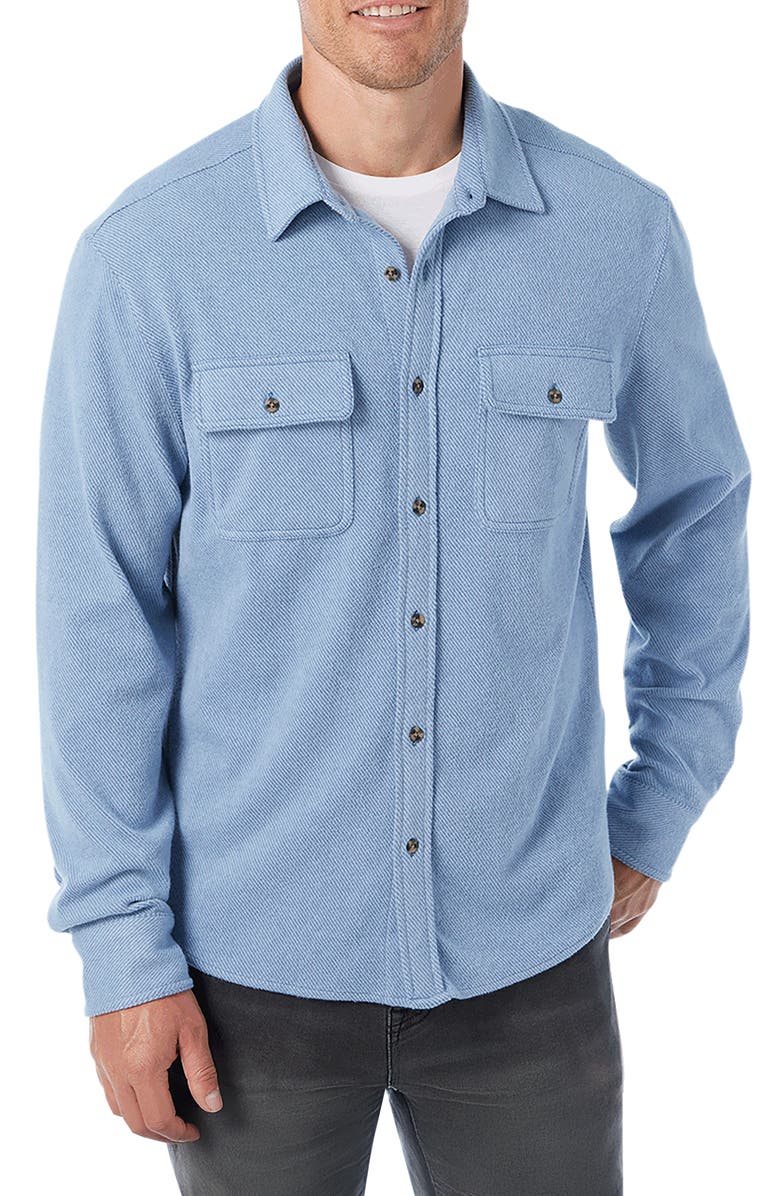 Fair Harbor Dunewood Stretch Flannel Button-Up Shirt, Main, color, Maritime Twill