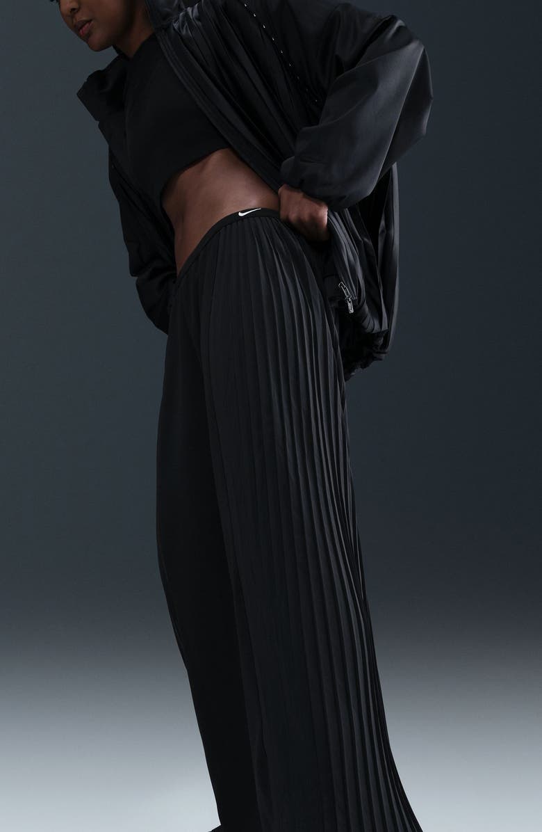 Nike Pleated Wide Leg Pants, Alternate, color, Black/ Sail