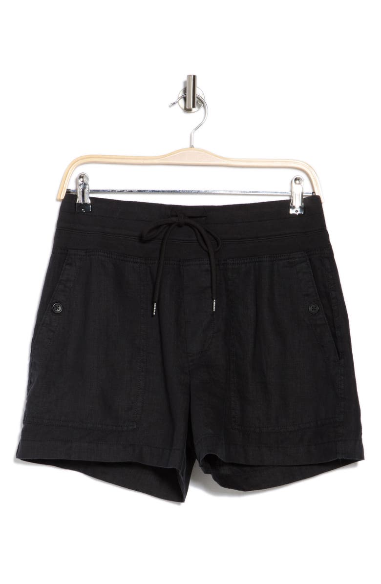 James Perse Linen Military Shorts, Alternate, color, Black