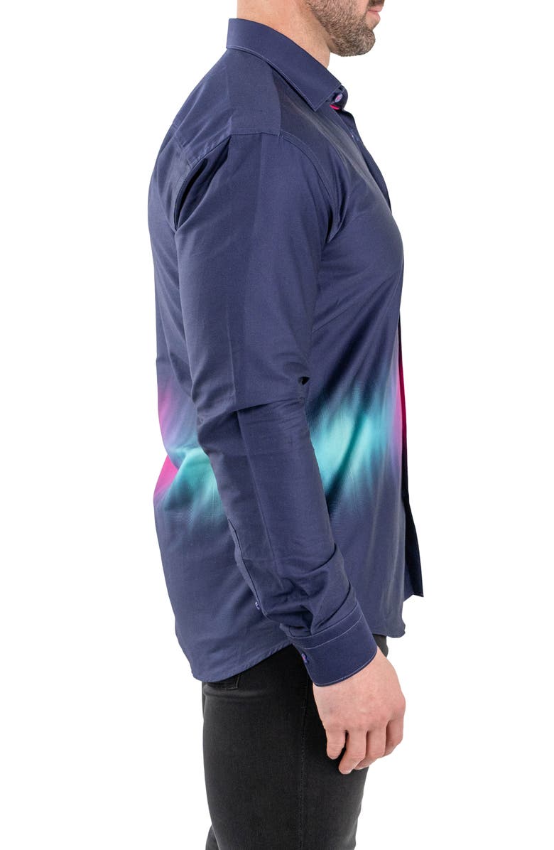 Maceoo Fibonacci Aurora Purple Contemporary Fit Button-Up Shirt, Alternate, color, Purple