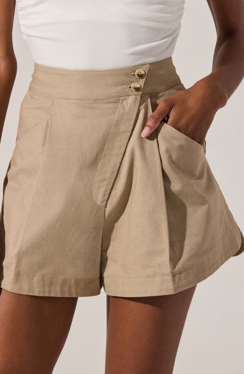 Astr The Label Asymmetric Pleat Shorts In Natural