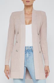 L'AGENCE Noe Metallic Double Breasted Rib Cardigan