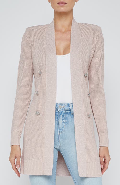 L Agence L'agence Noe Metallic Double Breasted Rib Cardigan In Neutral