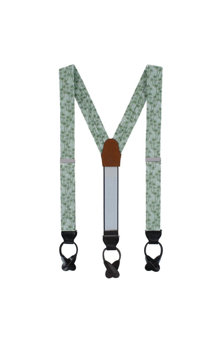 Trafalgar Nohea Palm Tree Linen Blend Novelty Button End Suspenders, Alternate, color, Green
