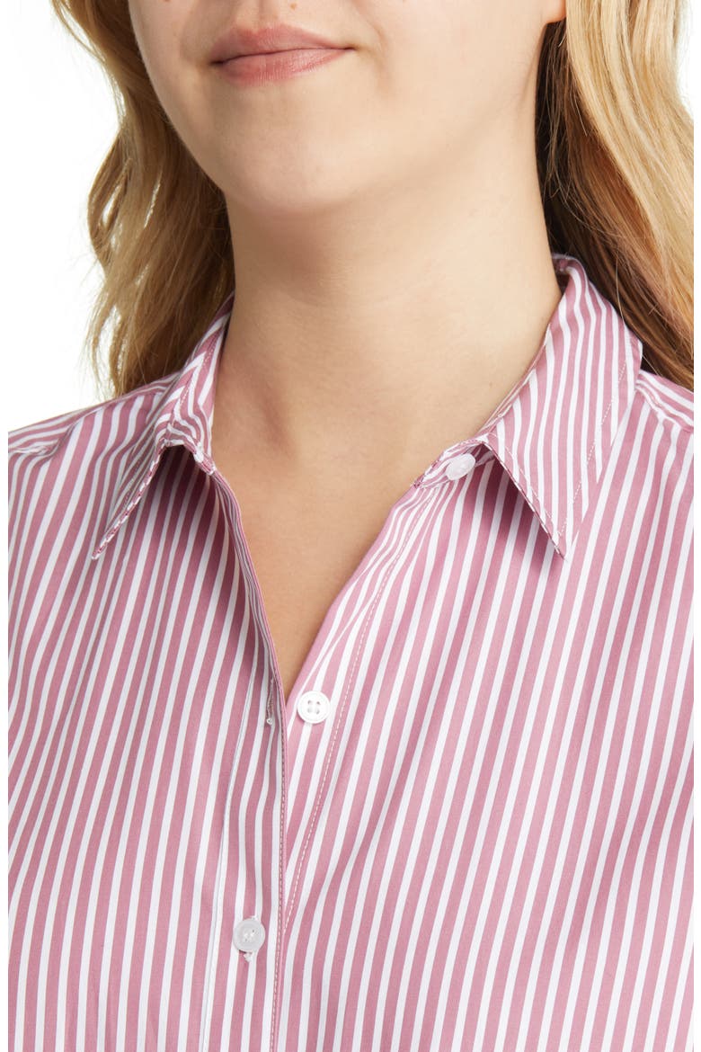 Women's Everyday Stripe Poplin Button-Up Shirt, Alternate, color, PURPLE- WHITE SAMBA STRIPE